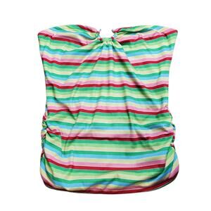 Y2k Strapless Tube Top Metal Center Detail Multicolored Stripes - Size Medium